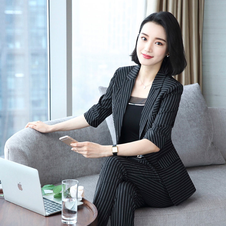 Bộ Vest nữ 4 món tay lỡ kẻ sọc
