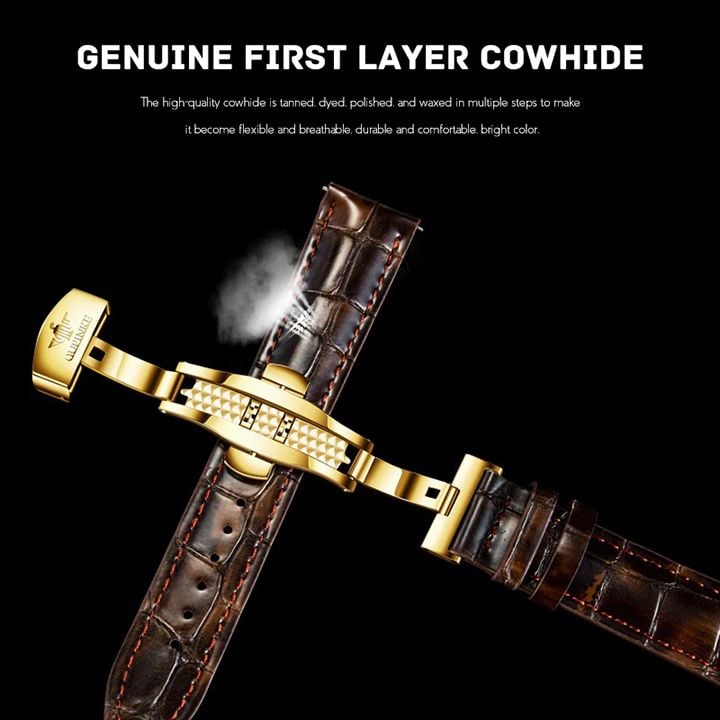 Đồng hồ cơ nam Tourbillon chạm rồng đính đá lộ cơ