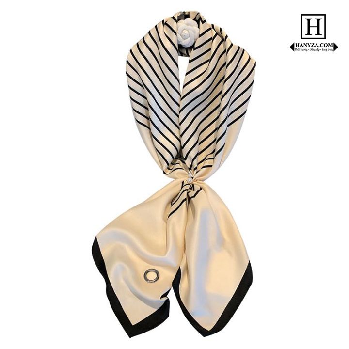 Khăn quàng cổ nữ vuông 90cm kẻ sọc