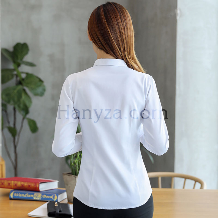 Áo sơ mi nữ dấu cúc cổ đức H-853