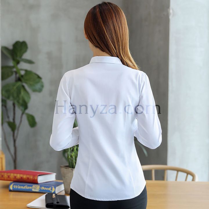 Áo sơ mi nữ dấu cúc cổ đức H-853