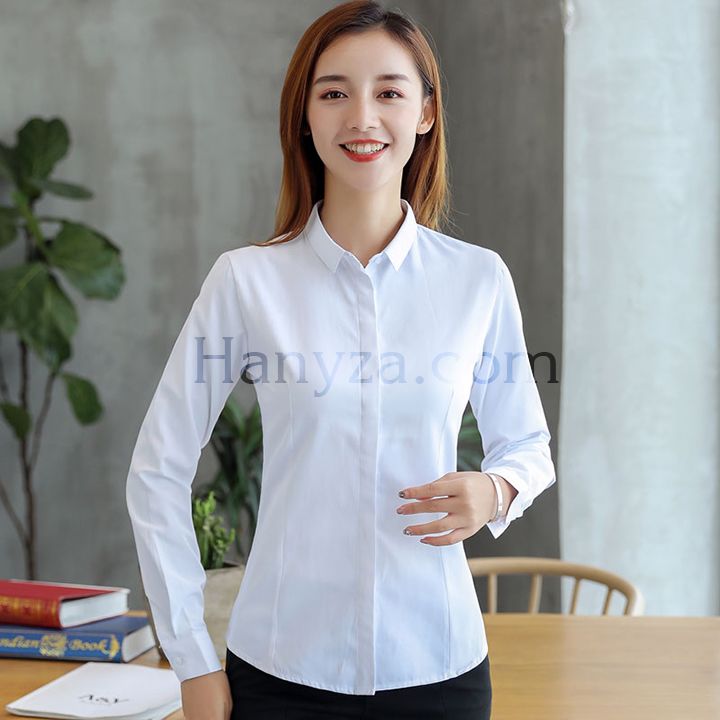 Áo sơ mi nữ dấu cúc cổ đức H-853