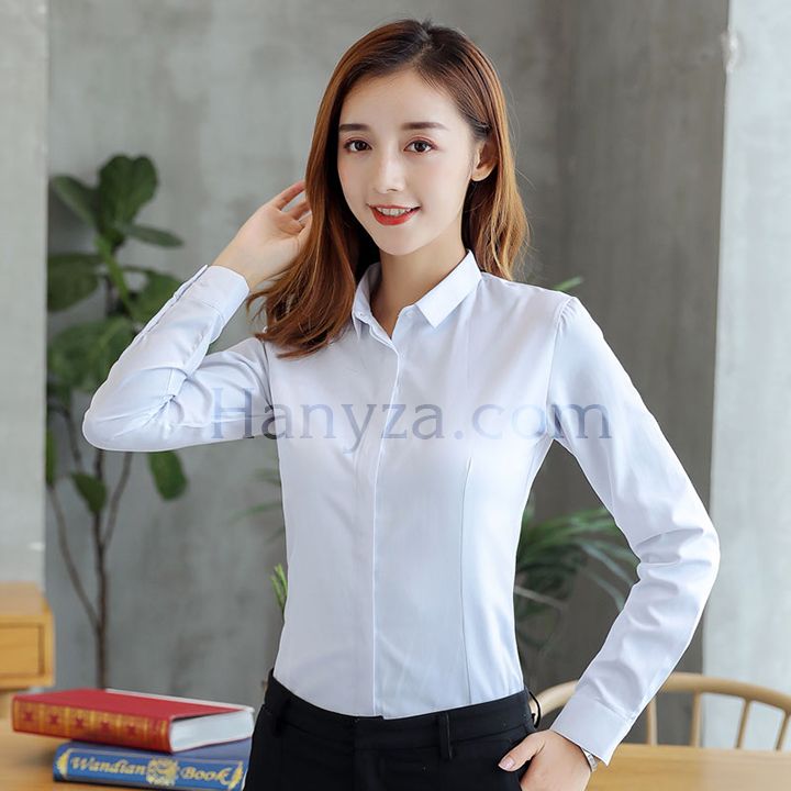 Áo sơ mi nữ dấu cúc cổ đức H-853