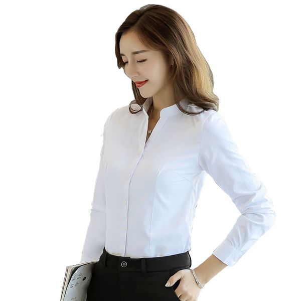 Áo sơ mi nữ trơn cổ đứng H-1122