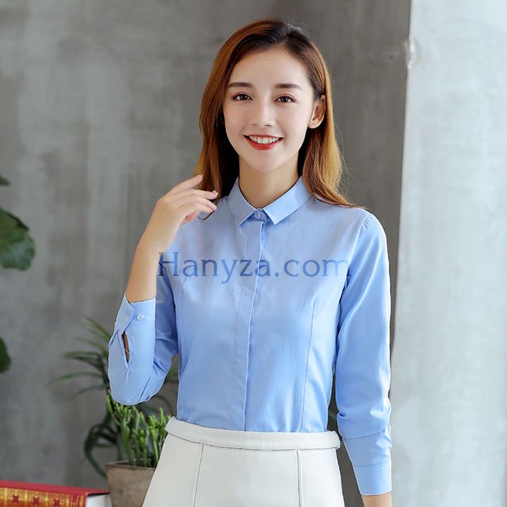 Áo Sơ Mi Nữ Dấu Cúc Cổ Đức H-854