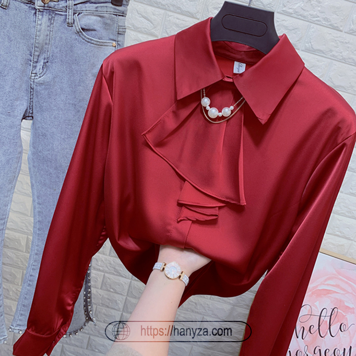 Áo sơ mi nữ họa tiết hoa công sở cao cấp lụa satin bóng giãn nhẹ không nhăn  thấm hút mồ hôi tốt A4230 đủ size 4090kg  ảnh thật  Giá