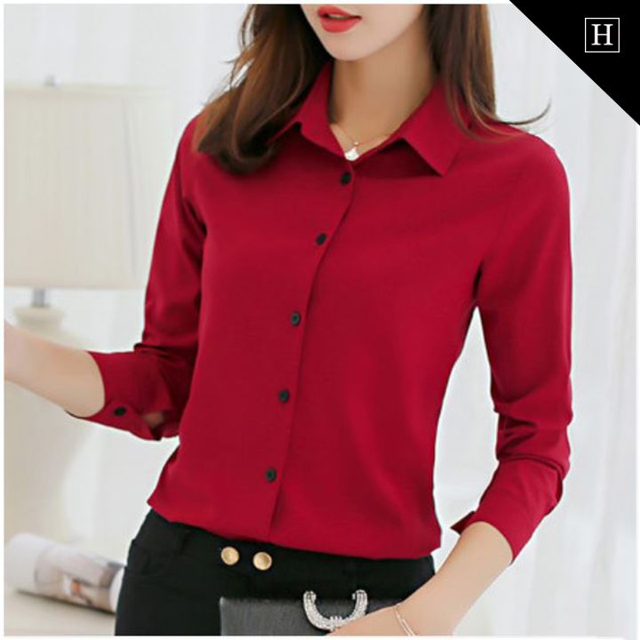 Áo sơ mi nữ dài tay trơn RX-162
