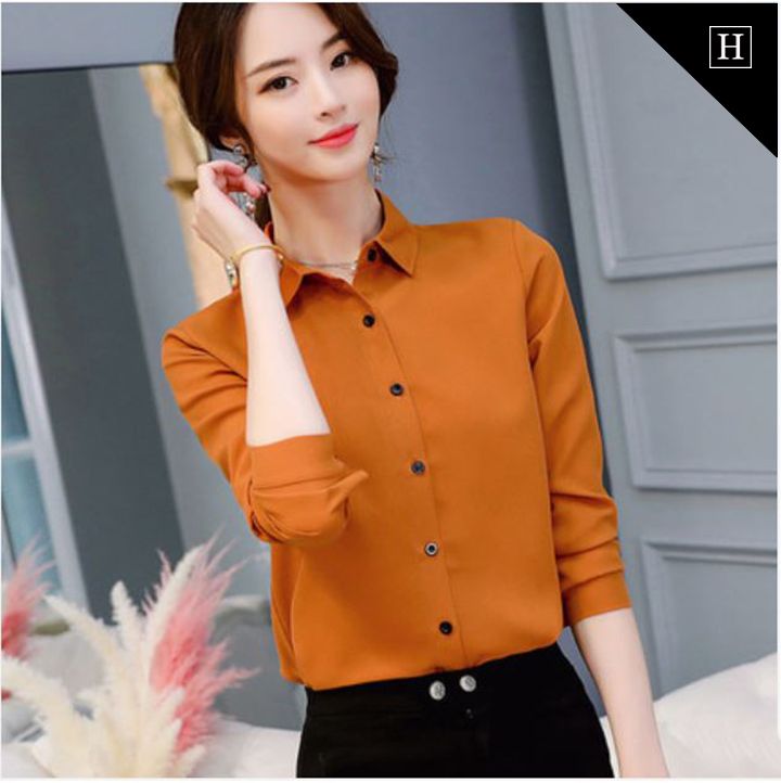 Áo sơ mi nữ dài tay trơn RX-162