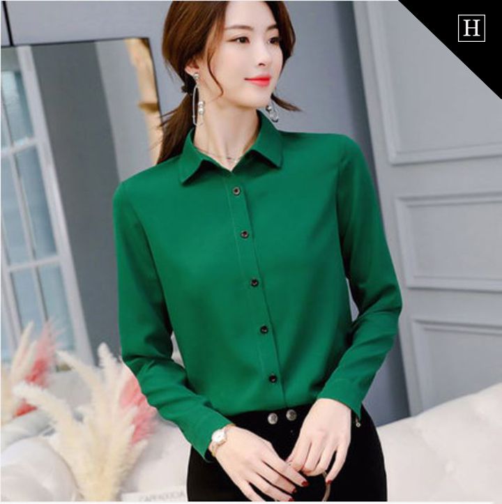 Áo sơ mi nữ dài tay trơn RX-162