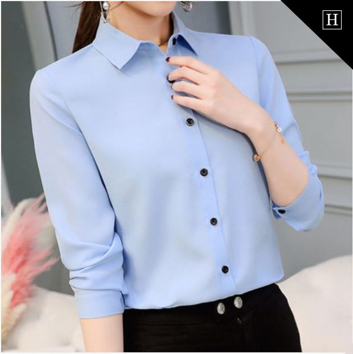 Áo sơ mi nữ dài tay trơn RX-162