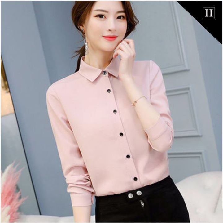 Áo sơ mi nữ dài tay trơn RX-162