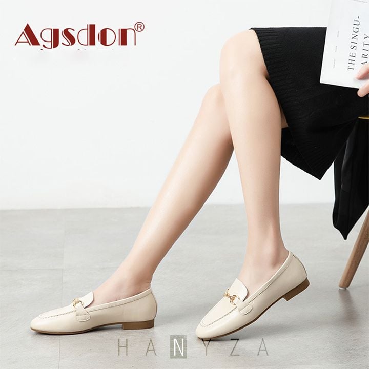 Giày lười nữ Agsdon miệng nông đế 2cm AG-50159