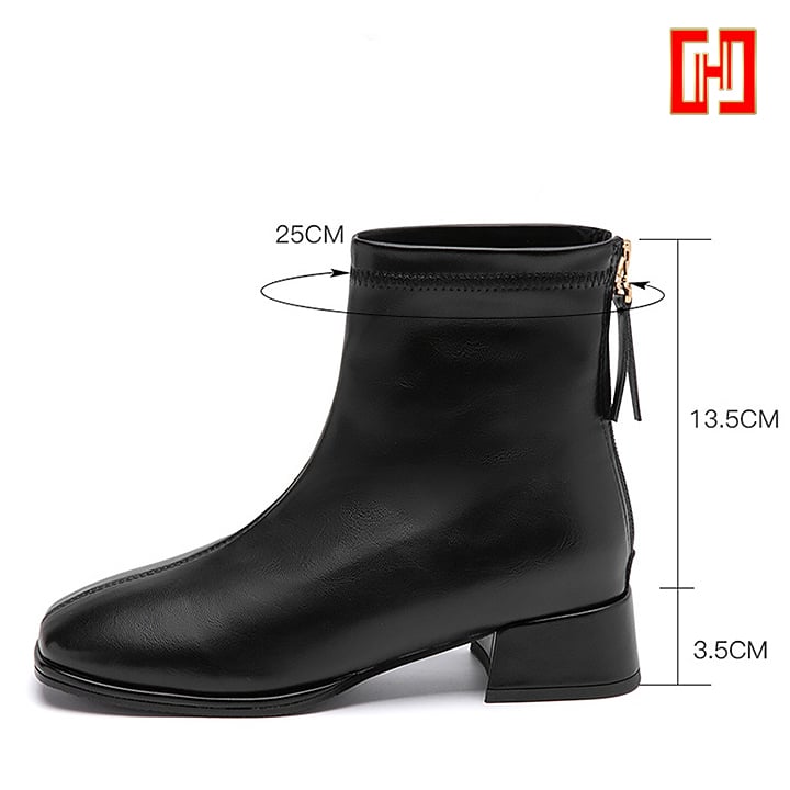 Boot nữ cổ ngắn đế vuông 3.5cm