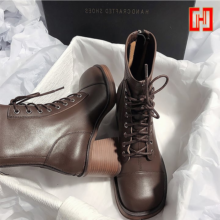 Giày boot nữ Martin phong cách cổ điển đế 7cm