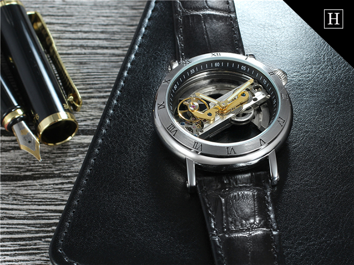 Đồng hồ cơ nam Tourbillon  chạm rỗng 2 mặt Skrox 1165