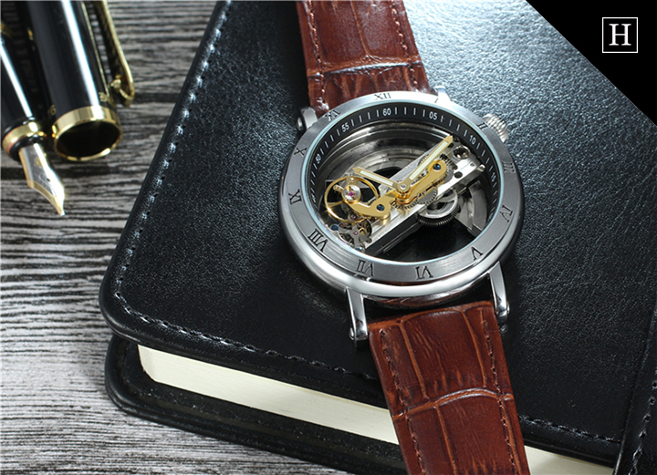 Đồng hồ cơ nam Tourbillon  chạm rỗng 2 mặt Skrox 1165