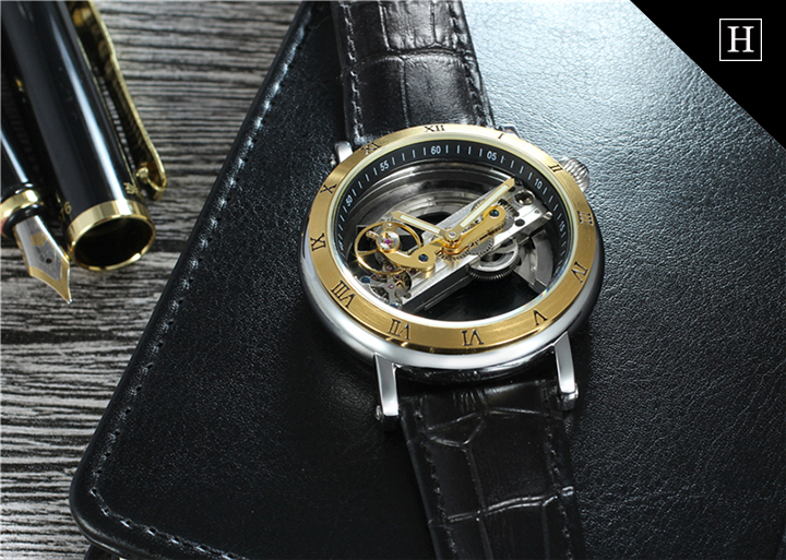 Đồng hồ cơ nam Tourbillon  chạm rỗng 2 mặt Skrox 1165