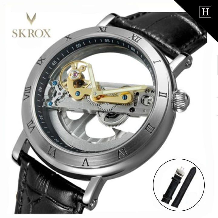 Đồng hồ cơ nam Tourbillon  chạm rỗng 2 mặt Skrox 1165