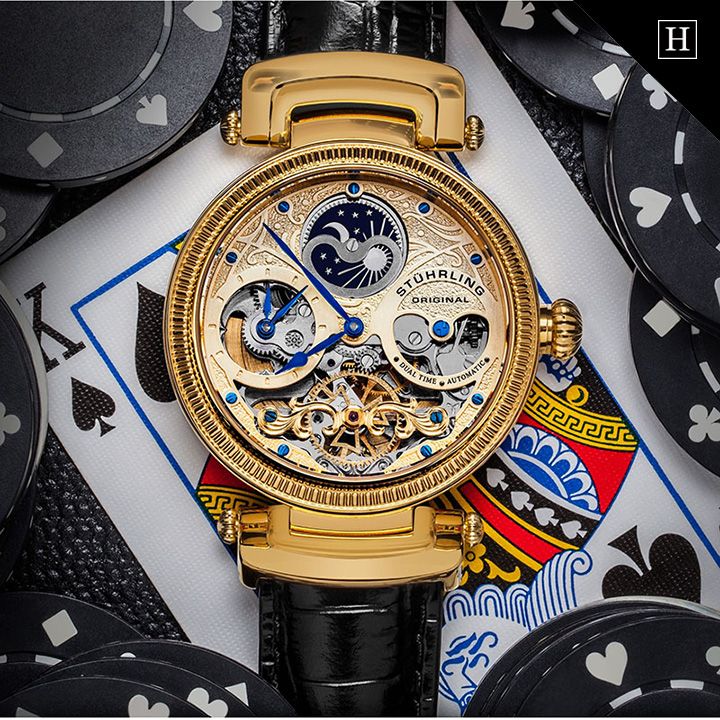 Đồng hồ Stuhrling Original Stulin 353A.334K14 chính hãng chạm rỗng mạ vàng 18k