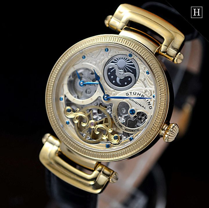 Đồng hồ Stuhrling Original Stulin 353A.334K14 chính hãng chạm rỗng mạ vàng 18k