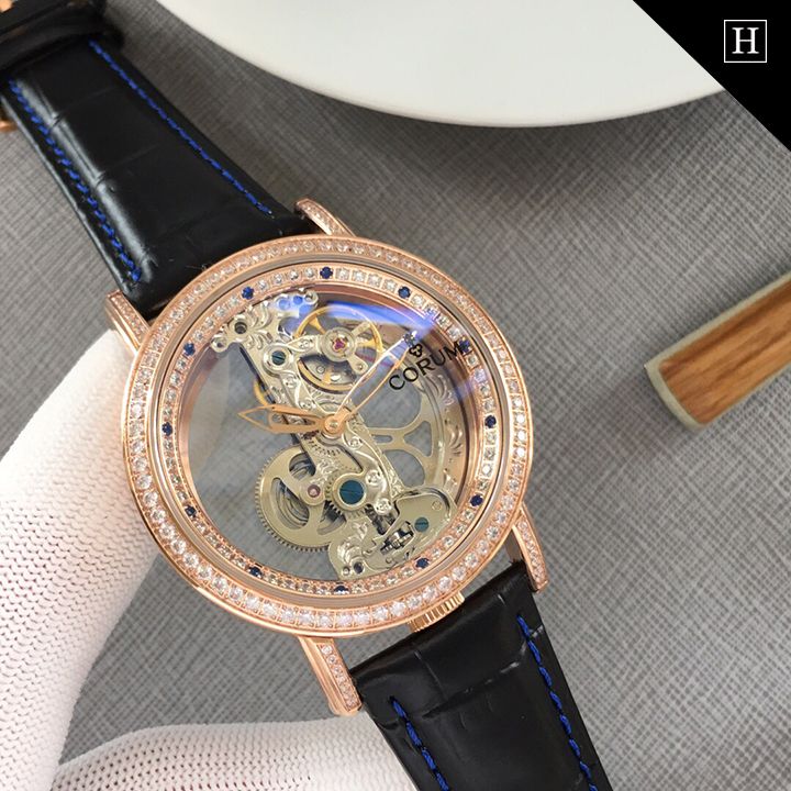 Đồng hồ cơ nam Tourbillon chạm rỗng đính đá TB950