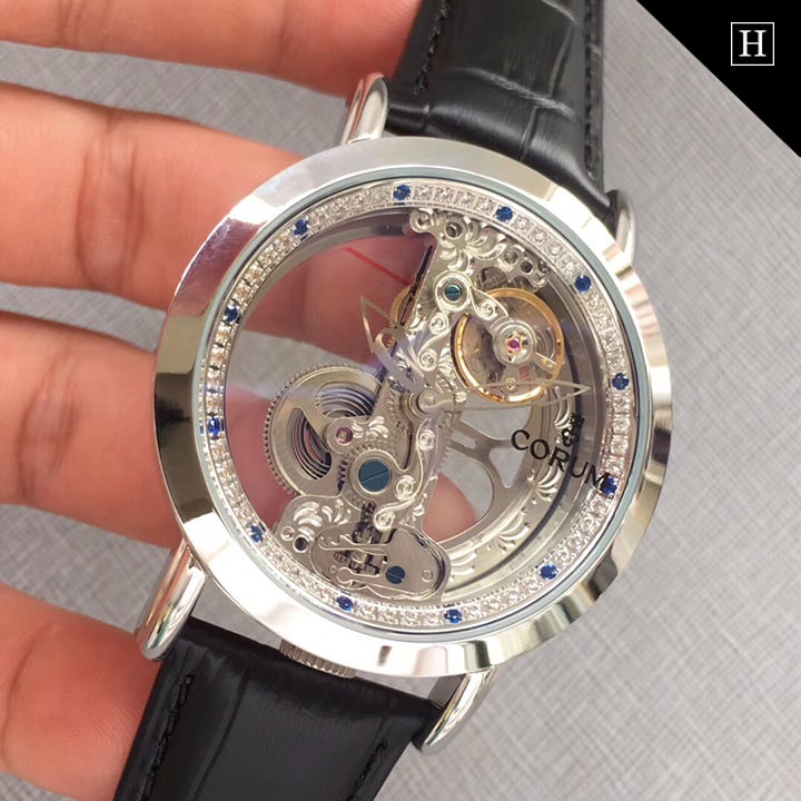 Đồng hồ cơ nam Tourbillon chạm rỗng đính đá TB950