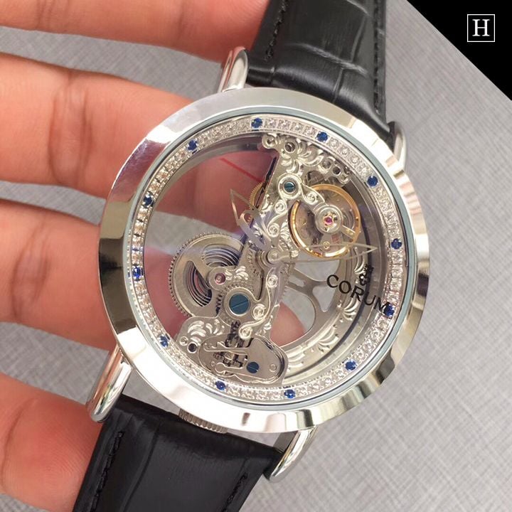 Đồng hồ cơ nam Tourbillon chạm rỗng đính đá TB950