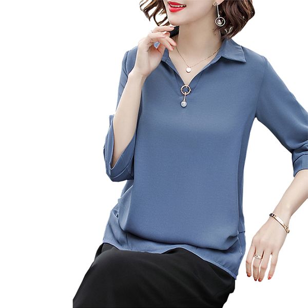 Bộ nữ trung niên cổ bẻ họa tiết trơn Kelando