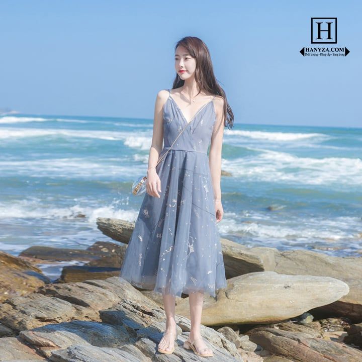 Váy liền nữ dáng dài 2 dây gợi cảm