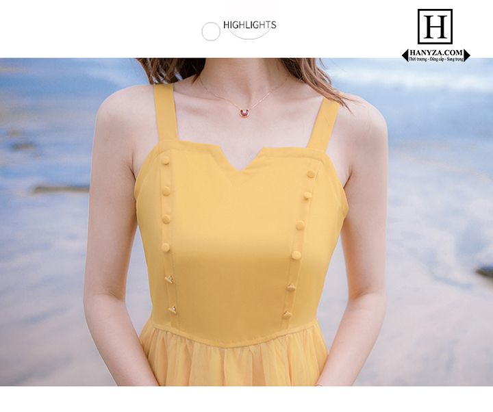 Váy voan nữ cổ vuông chữ V