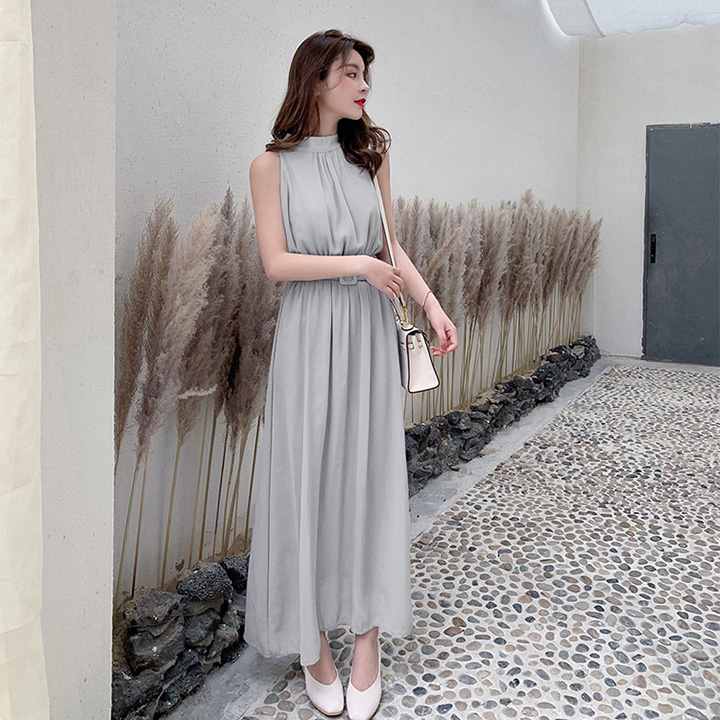 Váy liền nữ sát nách đai eo