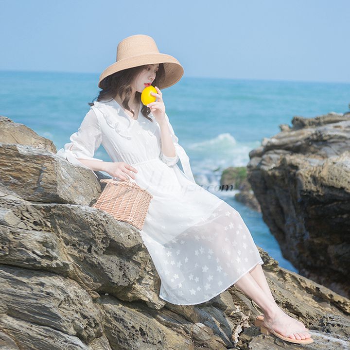 Váy ren nữ tay lỡ phong cách Pháp