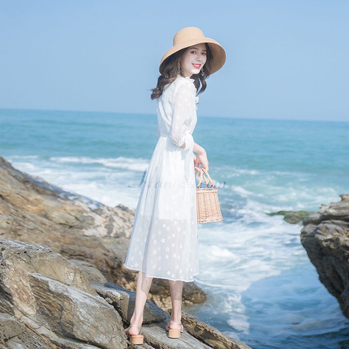 Váy ren nữ tay lỡ phong cách Pháp