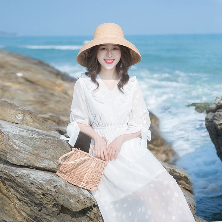 Váy ren nữ tay lỡ phong cách Pháp