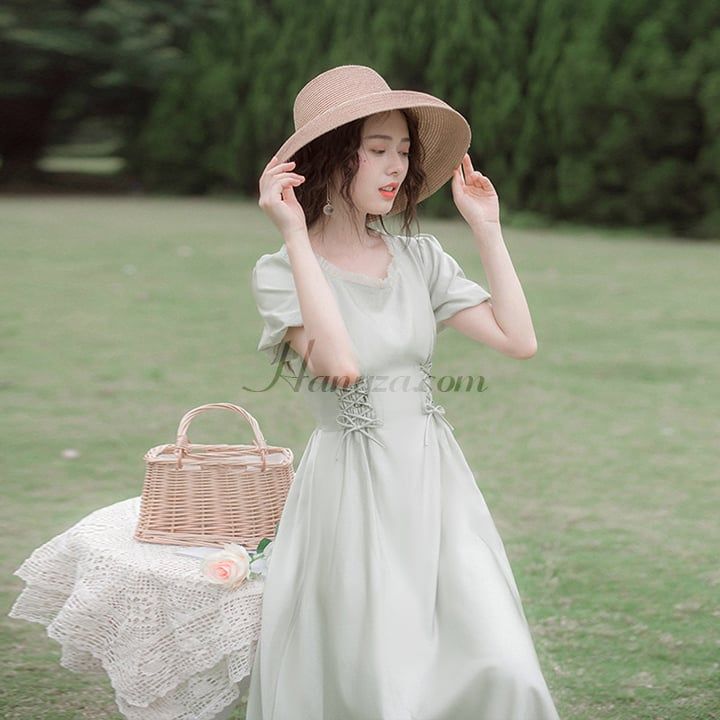 Váy nữ tay cánh tiên thít eo phong cách Pháp [OR]