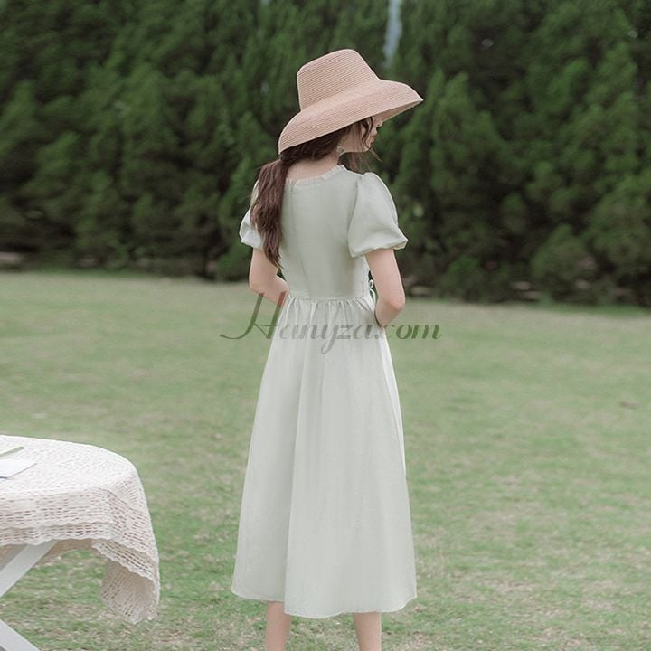 Váy nữ tay cánh tiên thít eo phong cách Pháp [OR]