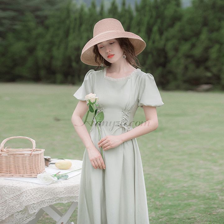 Váy nữ tay cánh tiên thít eo phong cách Pháp [OR]