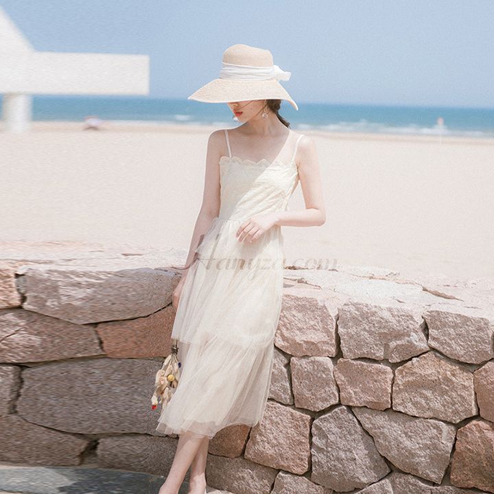 Váy nữ 2 dây xếp tầng phong cách Châu Âu [OR]