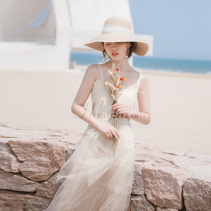 Váy nữ 2 dây xếp tầng phong cách Châu Âu [OR]