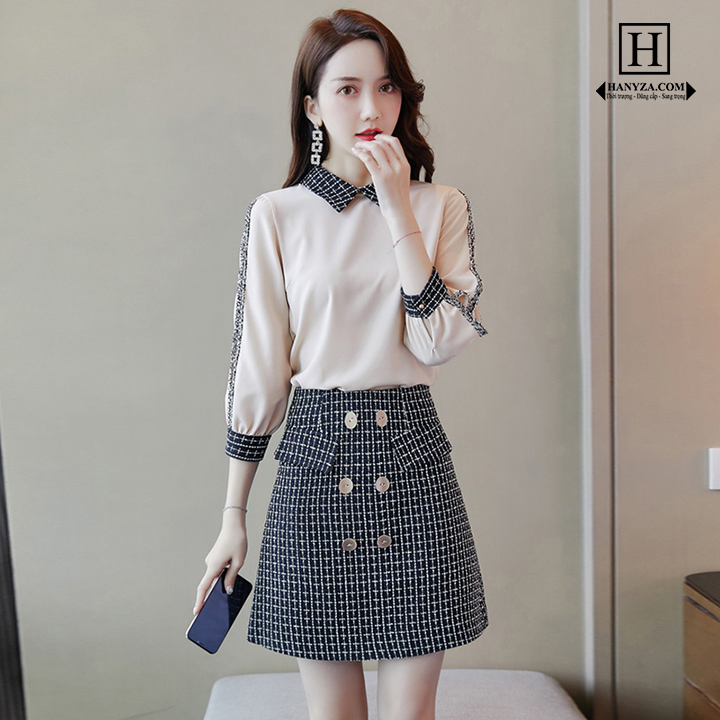 Váy 2 mảnh nữ tay lỡ cách điệu
