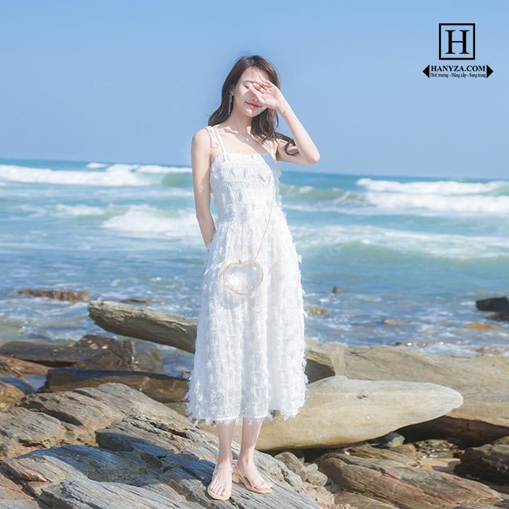 Váy dài nữ 2 dây phong cách Pháp