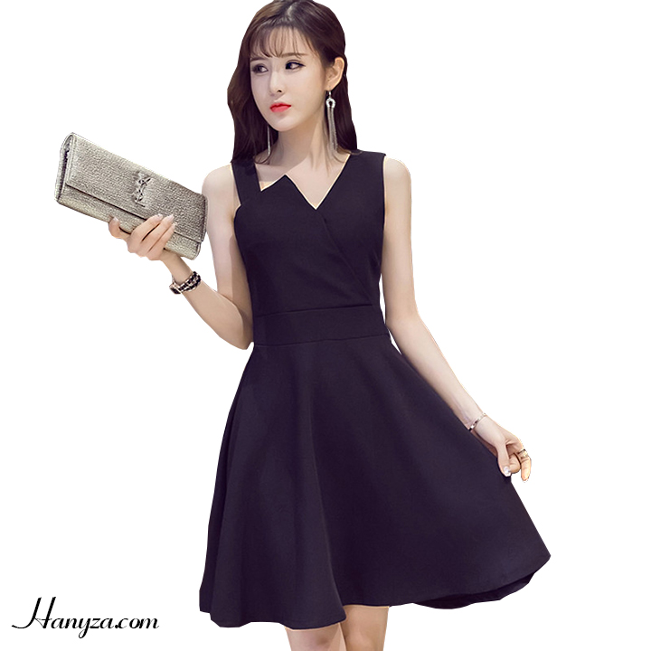 Váy nữ sát nách ngực cách điệu Hepburn