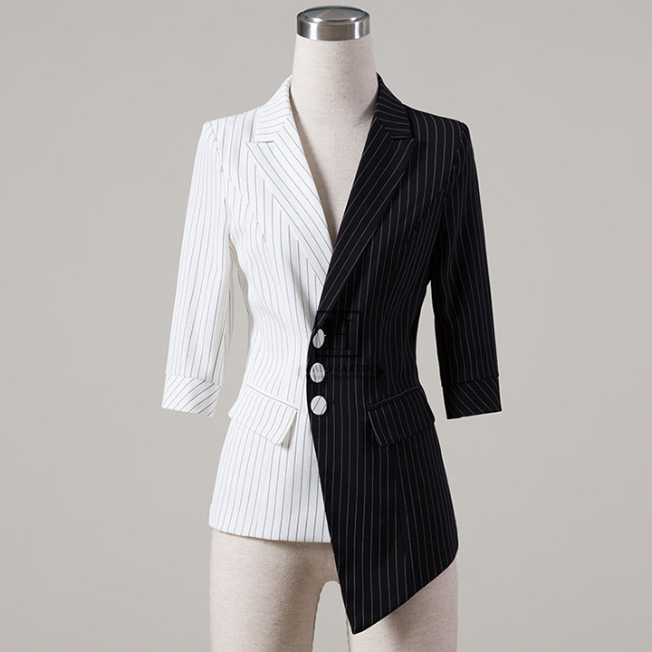 Áo vest nữ vạt lêch tay lửng kẻ sọc