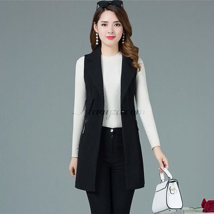 Áo Gi lê nữ dáng dài túi mix khóa