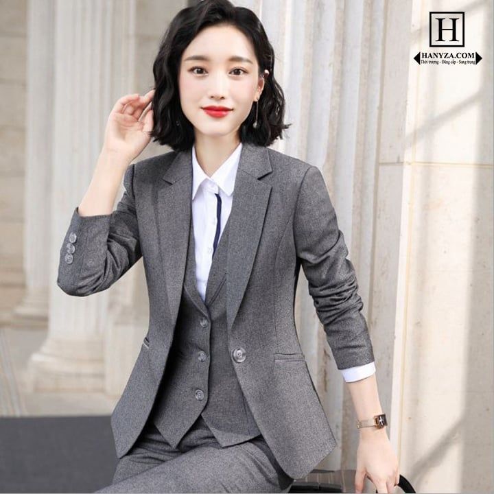 Bộ vest công sở nữ 3 mảnh thanh lịch