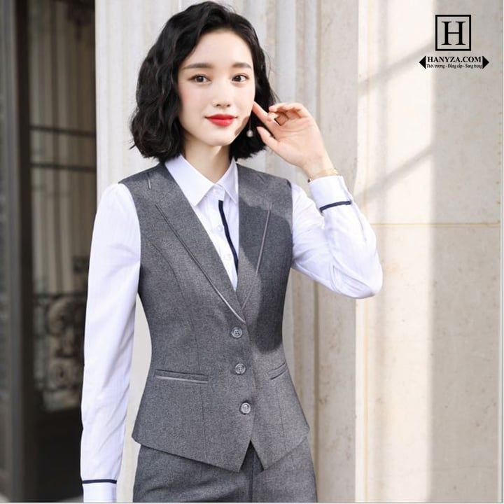 Bộ vest công sở nữ 3 mảnh thanh lịch