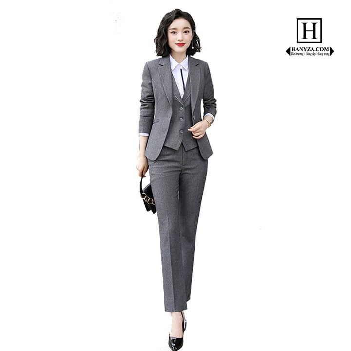 Bộ vest công sở nữ 3 mảnh thanh lịch
