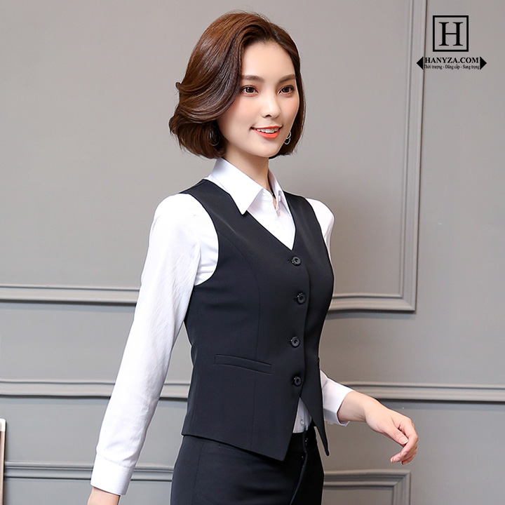 Áo gile nữ dáng ngắn phong cách overalls