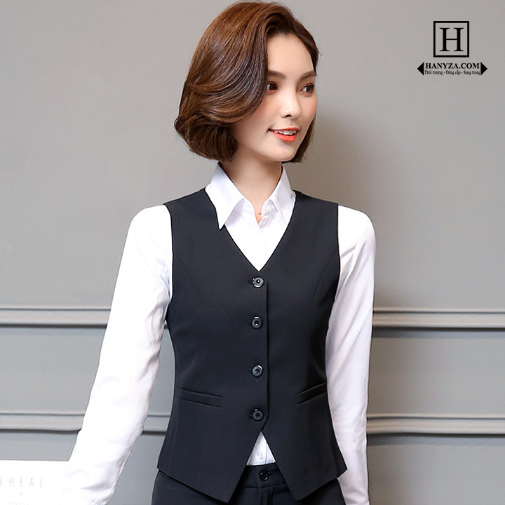 Áo gile nữ dáng ngắn phong cách overalls