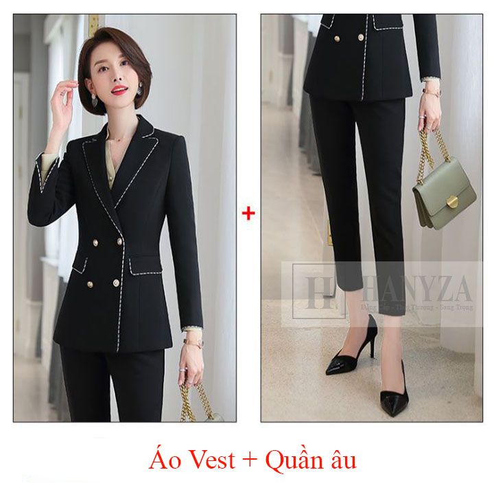 Bộ vest nữ gồm áo khoác vest và chân váy MÃ SP TV02B | Shopee Việt Nam